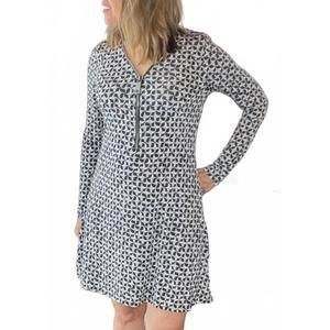 NEW ARIELLA link zipper dress in black/white print